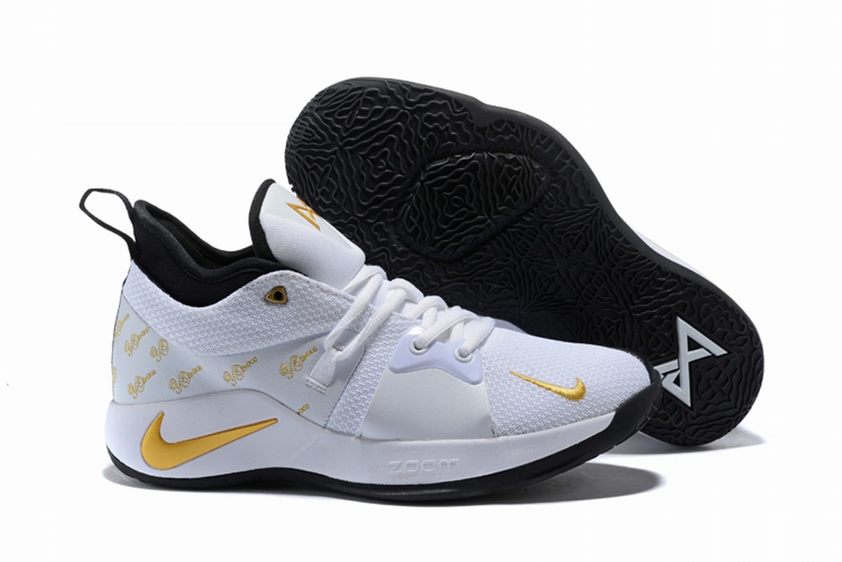 Nike PG 2 Men Shoes White Black Gold